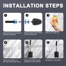 Silicone Toilet Brush with Ventilated Holder and Wall Mount, Black - image 6