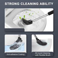 Silicone Toilet Brush with Ventilated Holder and Wall Mount, Black - image 2