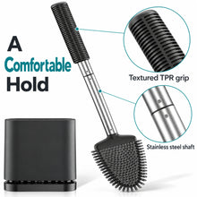 Silicone Toilet Brush with Ventilated Holder and Wall Mount, Black - image 8