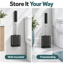 Silicone Toilet Brush with Ventilated Holder and Wall Mount, Black - image 9