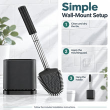 Silicone Toilet Brush with Ventilated Holder and Wall Mount, Black - image 10