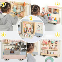 5-in-1 Wall Activity Board Train Set – Wooden Busy Board with Kitchen, Doctor, Tool & Ice Cream Toys, Wall-Mounted Learning Toy for Toddlers & Preschoolers