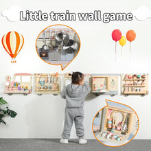 5-in-1 Wall Activity Board Train Set – Wooden Busy Board with Kitchen, Doctor, Tool & Ice Cream Toys, Wall-Mounted Learning Toy for Toddlers & Preschoolers