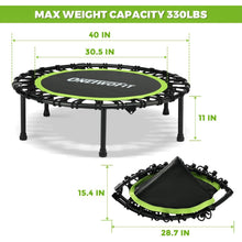 40" Rebounder Trampoline for Adults – Quiet Bungee, Foldable, 330 lb Capacity