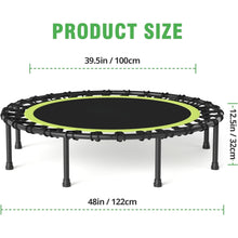 48” Rebounder Fitness Trampoline for Adults with Quiet Bungee Cord System, Heavy-Duty Steel Frame, 330 lb Capacity, Anti-Slip Feet Indoor Cardio Mini Trampoline