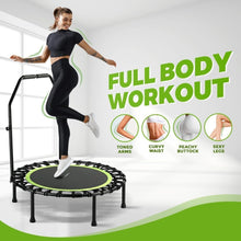 40” Rebounder Trampoline for Adults with Adjustable Handle, Quiet Bungee Cord Mini Fitness Trampoline, 330 lb Capacity, Foldable Indoor Cardio & Home Workout