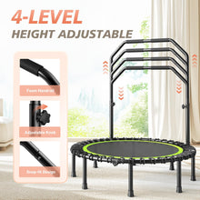 48" Rebounder Trampoline for Adults – Adjustable Handle, Quiet Bungee, Foldable Steel Frame