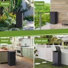 31-Gallon Outdoor Trash Can with Lid – Weather-Resistant Resin Garbage Bin, Slim Space-Saving Design, Pull-Out Leak Tray, Fast Assembly for Patio, Garden & Deck