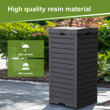 31-Gallon Outdoor Trash Can with Lid – Weather-Resistant Resin Garbage Bin, Slim Space-Saving Design, Pull-Out Leak Tray, Fast Assembly for Patio, Garden & Deck