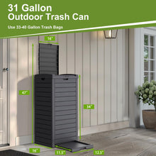 31-Gallon Outdoor Trash Can with Lid – Weather-Resistant Resin Garbage Bin, Slim Space-Saving Design, Pull-Out Leak Tray, Fast Assembly for Patio, Garden & Deck