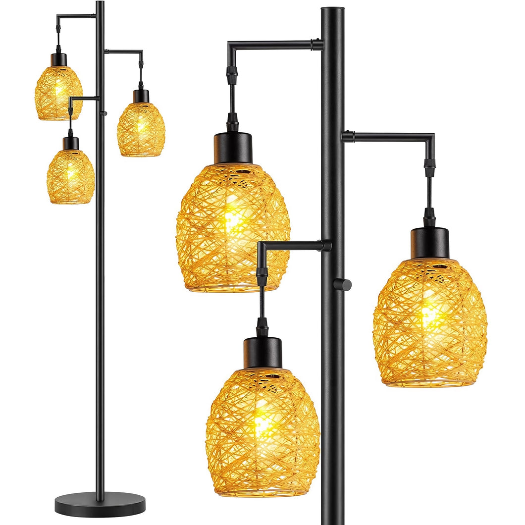 Minimalist Black Metal Floor Lamp – Stepless Dimmable, E26 Bulb Compatible, Industrial & Mid-Century Style