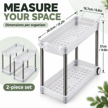 2-Pack Under-Sink Organizers with 2 Tiers, Wheels and Hooks, White - image 4