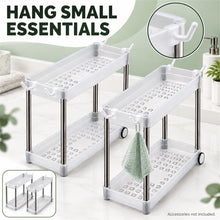 2-Pack Under-Sink Organizers with 2 Tiers, Wheels and Hooks, White - image 6