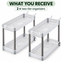 2-Pack Under-Sink Organizers with 2 Tiers, Wheels and Hooks, White - image 9