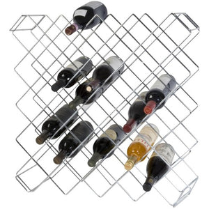 Wine Rack Module, 26.5" x 26.5" inch Commerical Wine Rack with 45 Bottle Capacity, 3.5" Compartments (Chrome)