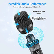 XZL 2PCS UHF Wireless Microphone, Rechargeable Cordless Microphones with 1/4” Receiver, Adjustable Frequency & Volume, Plug and Play for Karaoke,