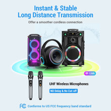 XZL 2PCS UHF Wireless Microphone, Rechargeable Cordless Microphones with 1/4” Receiver, Adjustable Frequency & Volume, Plug and Play for Karaoke,