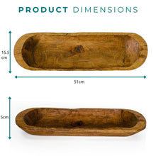 Natural Wood Dough Bowls, 2-Pack, 51 cm Rustic Decorative Centerpieces - image 2