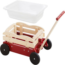 2-in-1 Wooden Toy Wagon with Removable Storage Tub, Red - image 1
