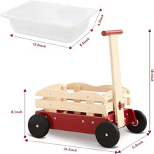 2-in-1 Wooden Toy Wagon with Removable Storage Tub, Red - image 2