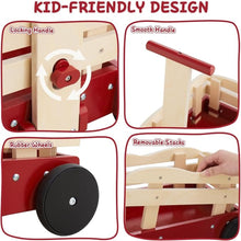 2-in-1 Wooden Toy Wagon with Removable Storage Tub, Red - image 4