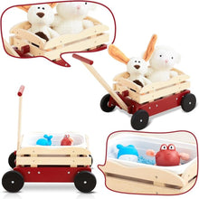 2-in-1 Wooden Toy Wagon with Removable Storage Tub, Red - image 5