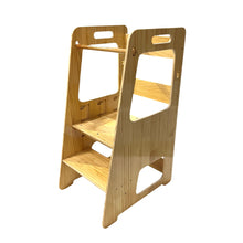 INTEXCA 2PC Wooden Step Stool and Chair, Kitchen Step Stool with Adjustable Platform for Kids, Toddlers, Kitchen, Bathroom, Bedroom - 02 - image 3