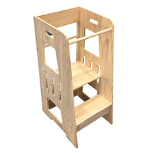 INTEXCA Adjustable Kitchen Step Stool for Kids and Toddlers, Wooden Stepping Stool with Adjustable Platform for Kitchen, Bathroom, Bedroom (Natural