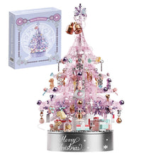 Christmas Tree Building Set with Music Box, 730 Pieces, Pink - image 1