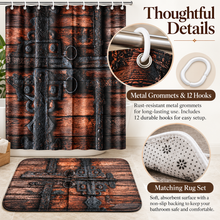 4-Piece Bathroom Set with Shower Curtain, Bath Mats & 12 Hooks – Random Color & Pattern