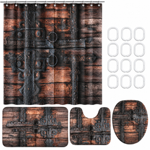 4-Piece Bathroom Set with Shower Curtain, Bath Mats & 12 Hooks – Random Color & Pattern