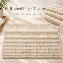 Soft Ribbed Non-Slip Bath Mat – Plush Bathroom Floor Rug with Grip Backing, Beige