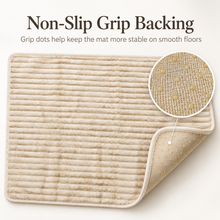 Soft Ribbed Non-Slip Bath Mat – Plush Bathroom Floor Rug with Grip Backing, Beige