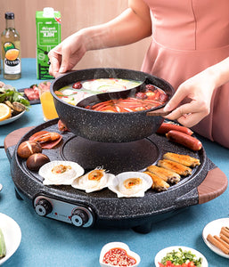 Multi-Function Electric Barbeque Grill Pan Hot Pot with Divider