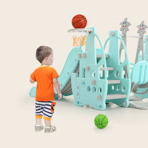 Indoor / Outdoor Four in One Kid's Slide Swing Set with Basket