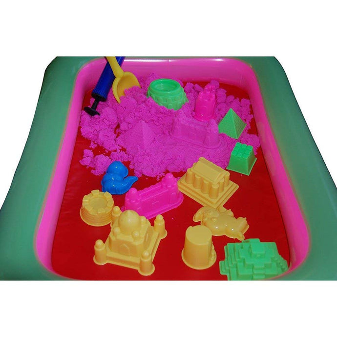 6 pounds three colors Kinetic Sand set with two molds kits and play space