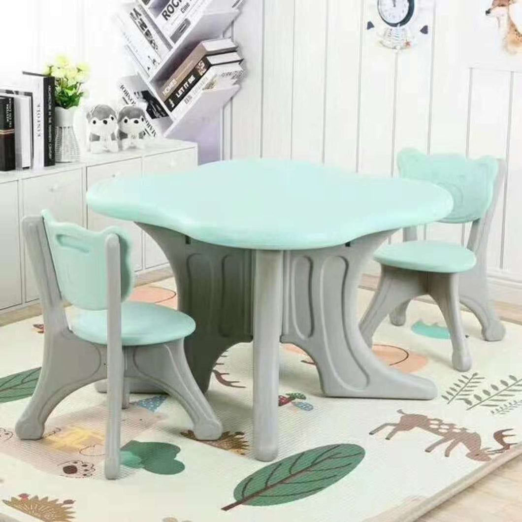 Children's Kids Solid Table and 2 Chairs Set