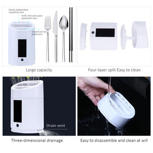 UV Sterilization Kitchen Cutlery Holder Chopsticks Tube Disinfection Machine Solar USB Charging
