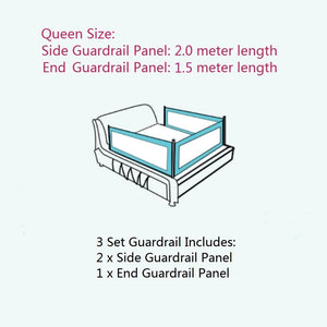 3 Set for 3 Sides Bed Safety Bed GuardRail Bed Fence for Children, Toddlers, Infants