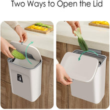 Hanging Waste Bin Container with Slide Lid Kitchen Trash Can for Cabinet, Car, Bathroom