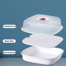 Microwave Oven Steamer Food Container with Lid Plastic Cookware for Steamed Buns, Dumplings