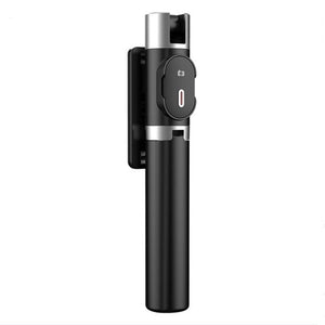 P60D Extendable Tripod 360° Rotation Portable Mobile Phone Selfie Stick with Bluetooth Remote, Filler Light - Black