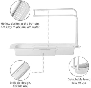 Telescopic Sink Rack Holder Expandable Storage Drain Basket Sink Caddy for Home Kitchen Kit