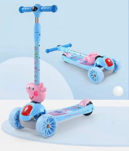 Kids Foldable 3-Wheel Tilt and Turn Kick Scooter with Adjustable Handle, Music Box for Ages 3-8 Years Old - 190-37