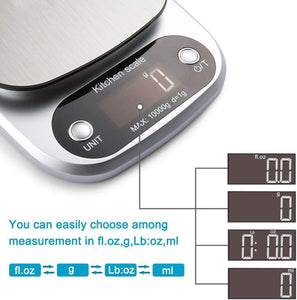 Digital Kitchen Scale Stainless Steel 22 lb 10kg Max with Led Display and Tare Function